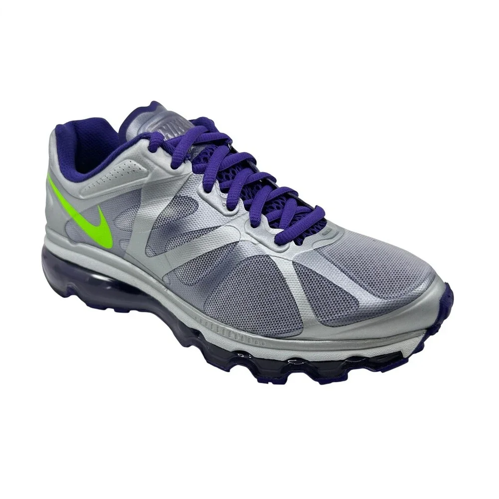 Nike Air Max+ 2012 Metallic Silver Green Purple Womens Size 6.5 Sneaker